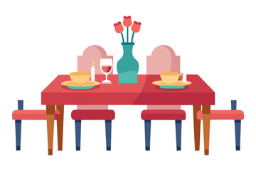 Dining table vector art illustration 