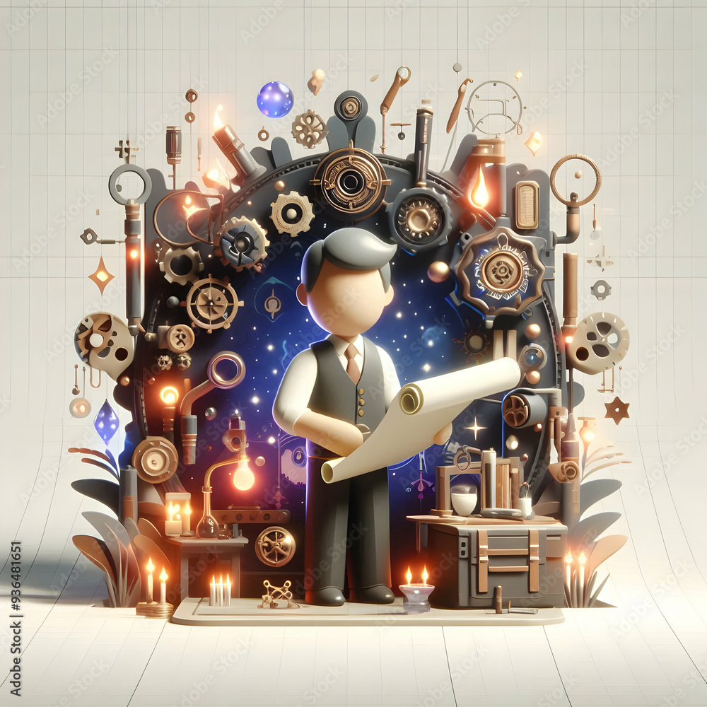 Aufkleber flat vector of puzzle pieces and light bulb for business innovation concept - smart business illustr