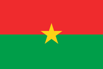 The official national flag of Burkina Faso. Correct proportions and colors. Vector illustration