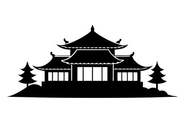 Chinese house silhouette vector design on a white background 