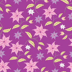 Watercolor seamless pattern with garden flowers. Vintage spring or summer floral pattern. Flower seamless pattern. Botanical art. Wedding floral