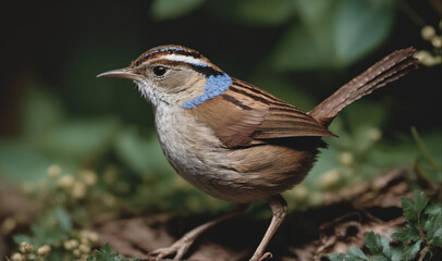 A blue-winged warbler perches on a branch in a forest