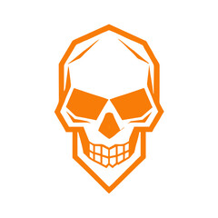 Obraz premium Orange Geometric Skull Icon, Minimalist Halloween Design