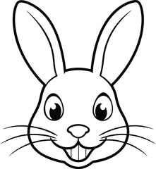 Charming easter bunny face line art designed for kids' coloring books and creative projects
