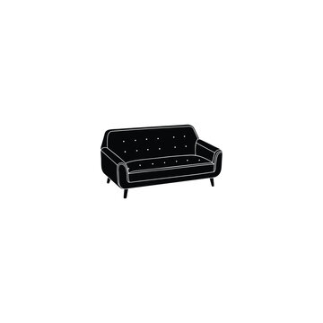 recommend clip art: Black & white sofa