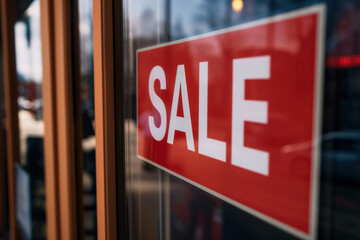 Red Sale Sign on Store Window
