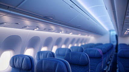 Fototapeta premium Empty seats in a modern airplane cabin