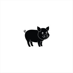 animal, cat, vector, cute, pig, illustration, cartoon, isolated, white, black, kitten, pet, piggy, feline, kitty, pink, icon, mammal, drawing, dog, bank, domestic, pets, silhouette, animals