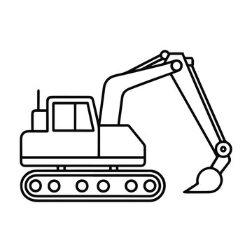 black outline excavator digging clip art preview