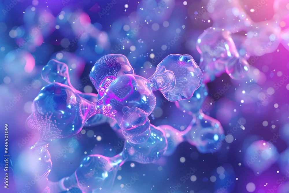 Poster vibrant molecular structure in a colorful abstract background