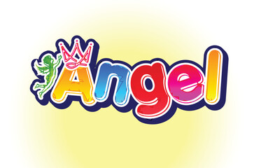 Angel colorful logo or poster label template