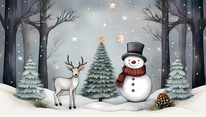 Obraz premium Christmas landscape in different variations