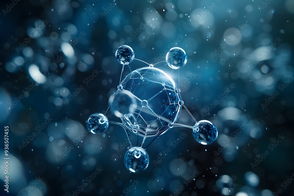 Poster stunning visualization of molecular structure in a blue abstract background