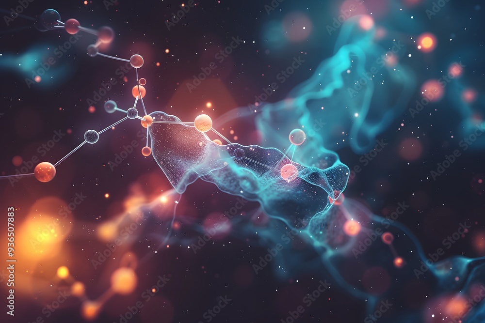 Aufkleber abstract representation of molecular structures in a cosmic environment