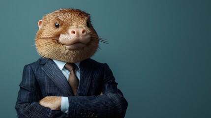 Confident Platypus in Business Suit Portrays Corporate Executive Concept