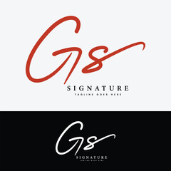 G, S, GS Initial letter logo. Alphabet GS Handwritten Signature logo