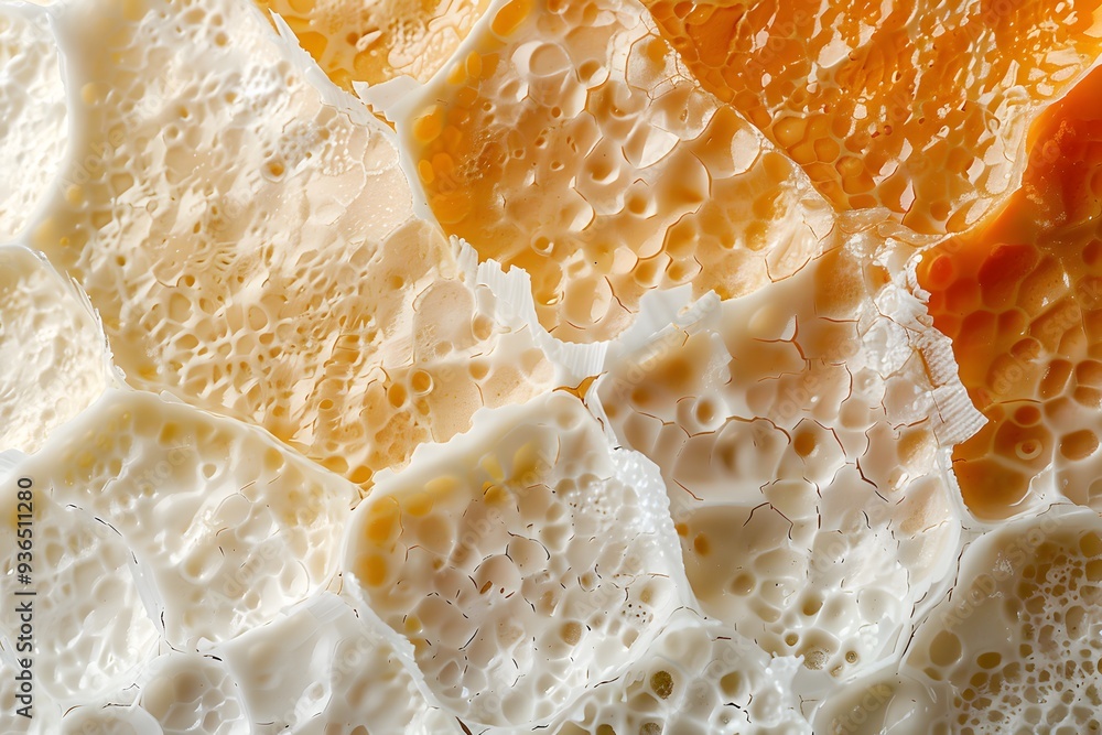 Poster intricate patterns of natural honeycomb structure in warm tones