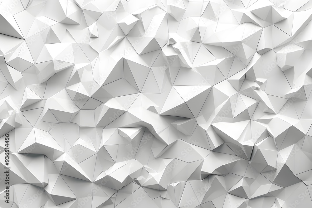 Poster abstract white geometric texture with triangular facets