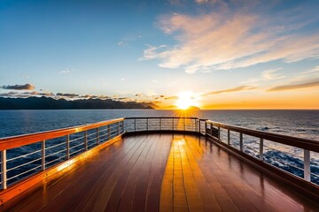 Sunset on the deck of a cruise ship, perfect for travel and tourism images