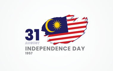 Malaysia National day or Hari Merdeka banner or Independence day, Malaysia flag in brush vector