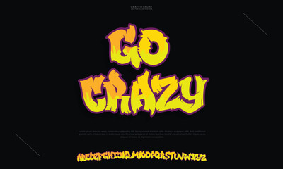 Street Art Modern Graffiti Alphabet. Vector font graffiti alphabet, cool decorative typography letters. Fully customizable colors