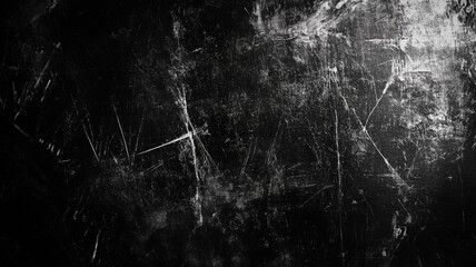 Grunge black scratched background, old film effect, distressed scary texture with space for design resource. Generative AI
