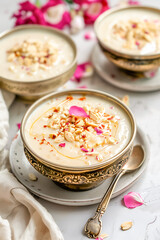 Traditional indian dessert kheer rice pudding