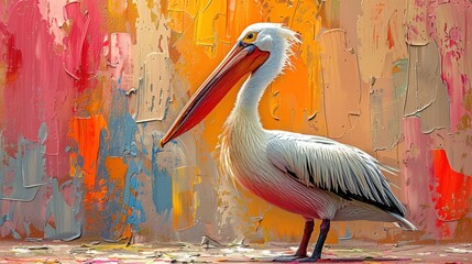 watercolor pelican portrait, abstract painting, birds, pelican, stork © Creative Stock Ai