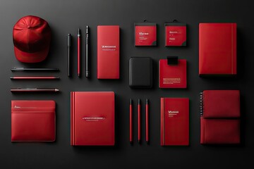 Red Brand Products on Black Background