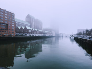 Obraz premium Fog in Rotterdam Harbour