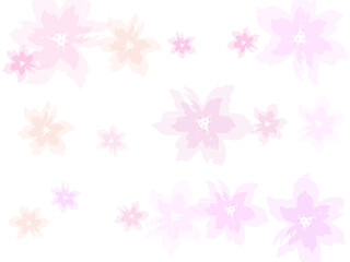 Flower flying background. Pink rose composition.  Japanese Bokeh Flowers Illustration.