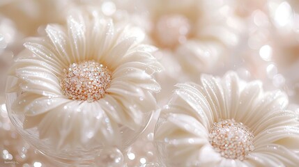   A stack of white flowers on top of another stack of white flowers