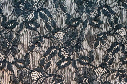 Black floral lace texture