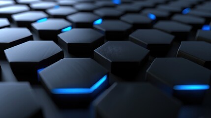 Obraz premium black and blue hexagon pattern with grid