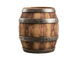 old wooden barrel isolated, transparent png cutout