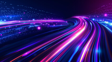 Fototapeta premium Abstract futuristic background with colorful light trails 