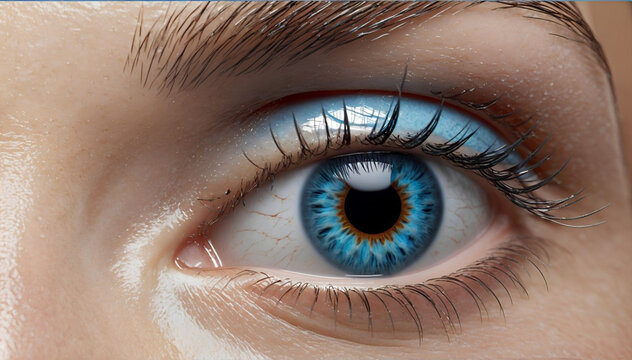 Primer plano del ojo humano visto de cerca,  colores claros, detalado