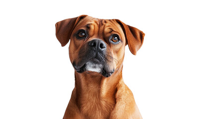 Fototapeta premium closeup portrait of a dog isolated on white, transparent png background, hi res 8k