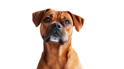 closeup portrait of a dog isolated on white, transparent png background, hi res 8k