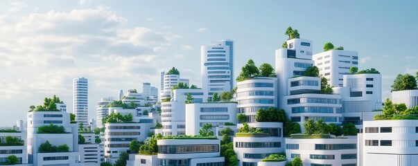Obraz premium A futuristic urban landscape where buildings adjust to environmental changes in real-time, urban development, sustainability, technological innovation