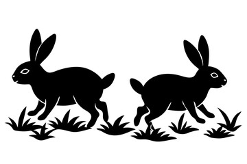 Rabbit running through a field