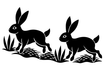 Rabbit running through a field