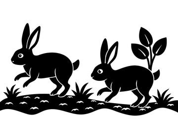 Rabbit running through a field