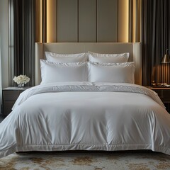 Classic bed with pillow and throw created with generated ai