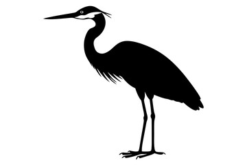 Silhouette of a heron on a white background