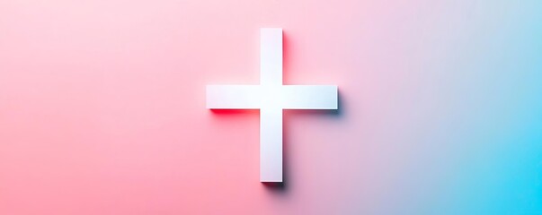 Obraz premium Pastel gradient with a faint white cross in the center, soft color palette, minimalist abstract