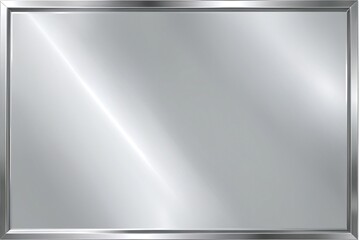 A mirror with a silver frame sitting on a white surface, ready for use or decoration