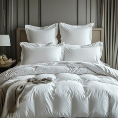 Classic bed with pillow and throw created with generated ai