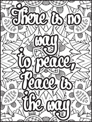 Positive affirmations for kids & students. Affirmation Quotes with flowers pattern. Hand drawn with black and white lines. Motivational quotes coloring page. Floral background coloring page
