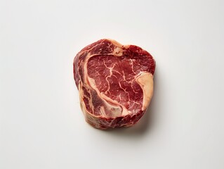 Fototapeta premium A steak of thick cut. Fresh, juicy raw marbling meat. AI generated